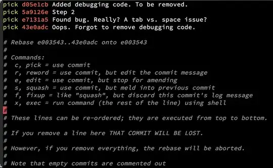 Screenshot of terminal while editing commit