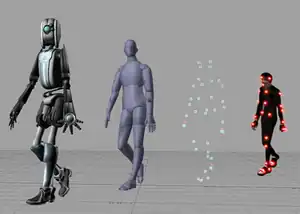 Example of computer animation produced using motion capture