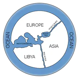 The threefold division of the Old World into Europe, Asia and Africa has been in use since the 6th century BCE, due to Greek geographers such as Anaximander and Hecataeus.