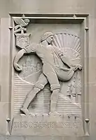 Lee Lawrie, The Sower, 1928 Art Deco relief on Beaumont Tower, Michigan State University